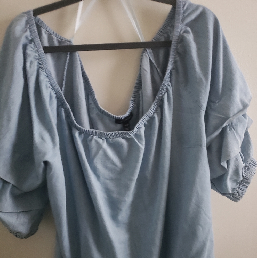 Denim top.